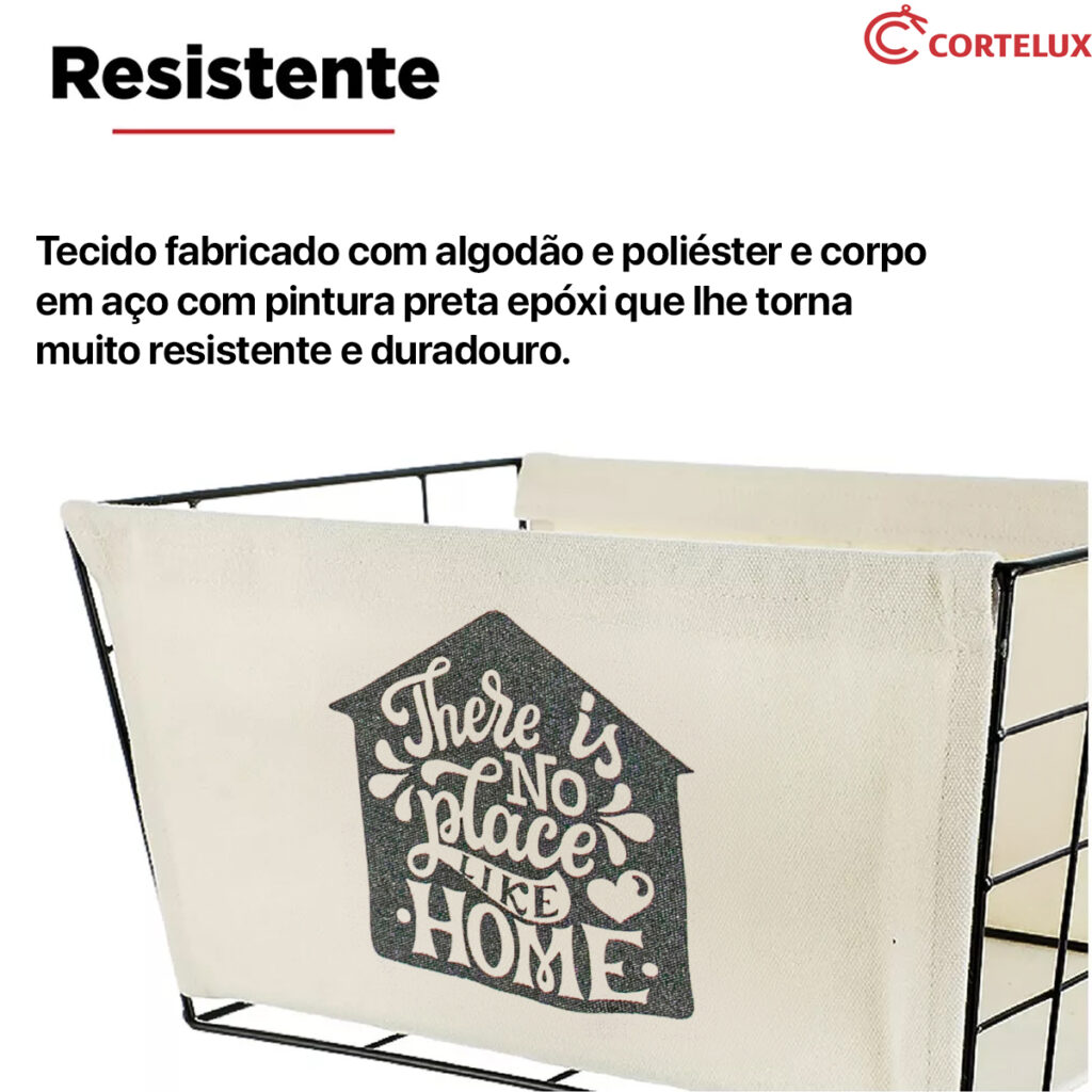 Cesto Organizador Multiuso Aço e Tecido Unidade ou Kit 2 - Imagem 3