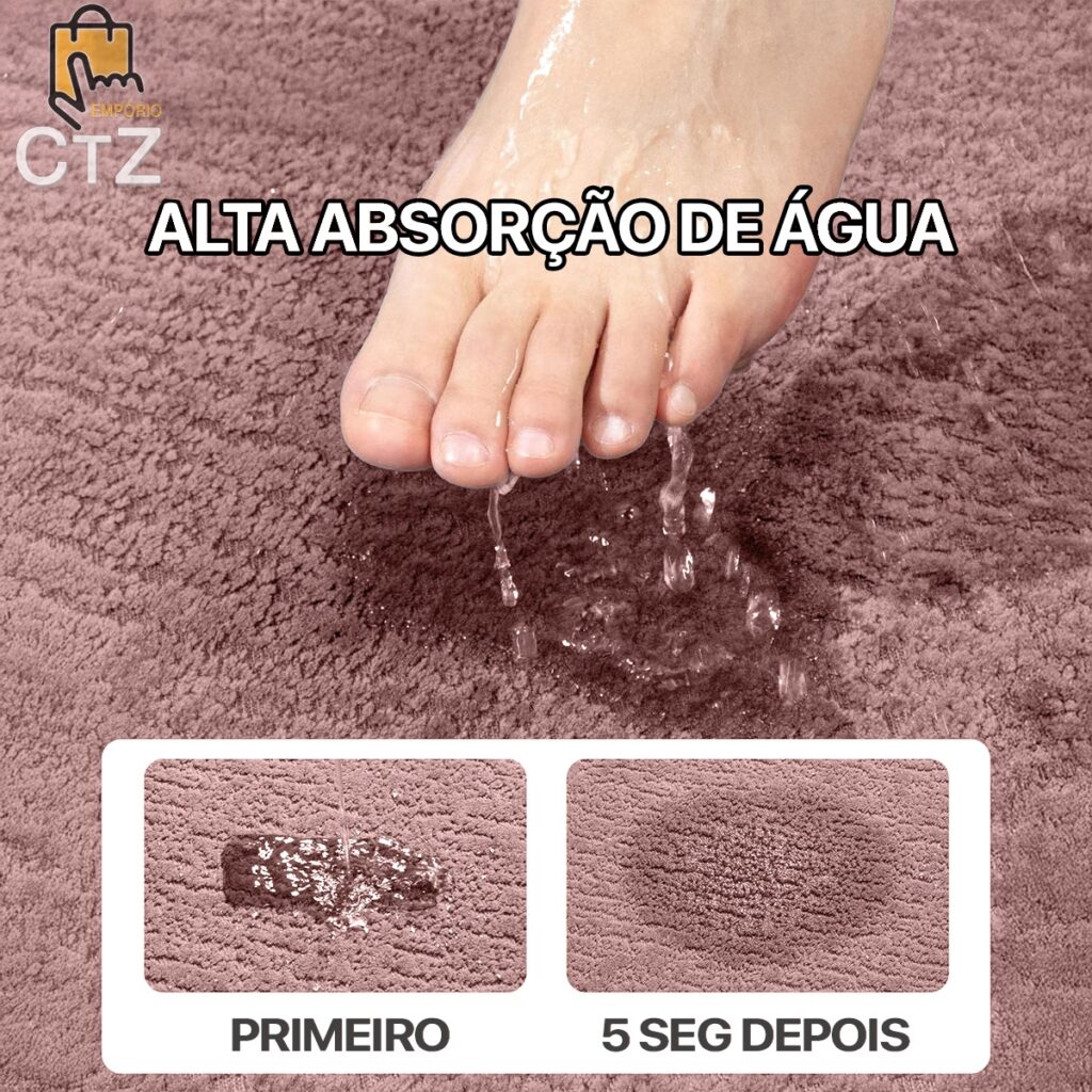 Tapete de Banheiro Happy Algodão Rosa 60x40cm Kapazi - Imagem 3