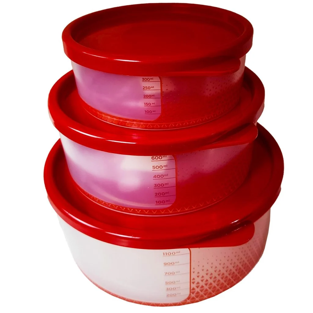 Kit 3 Potes Redondos com Tampa P, M e G para Freezer Potte