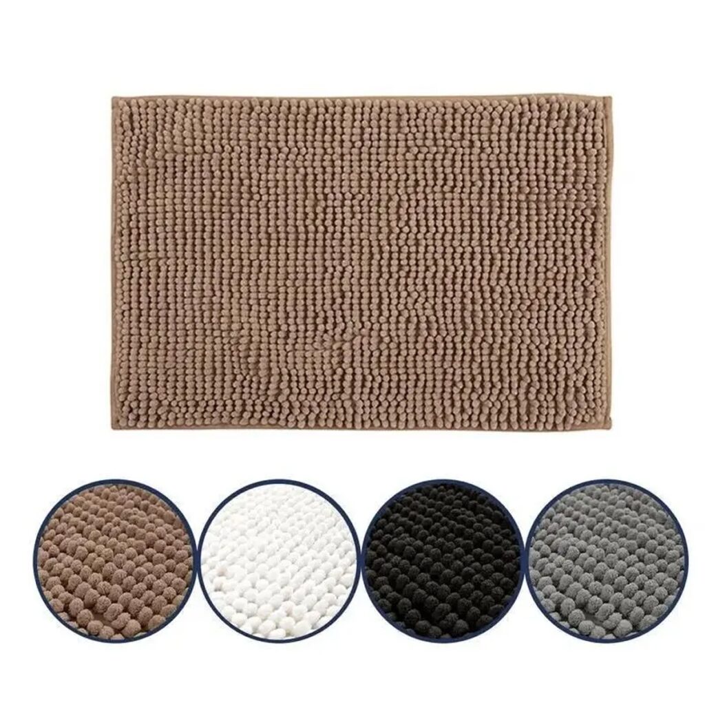 Tapete de Banheiro Microfibra Bolinha Joy Bege 80x50cm - Imagem 6