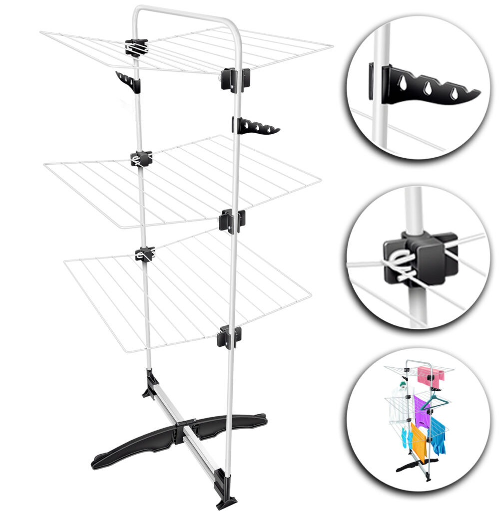 Varal de Chão Vertical Coliseu 3 Andares 15kg Branco - Imagem 6