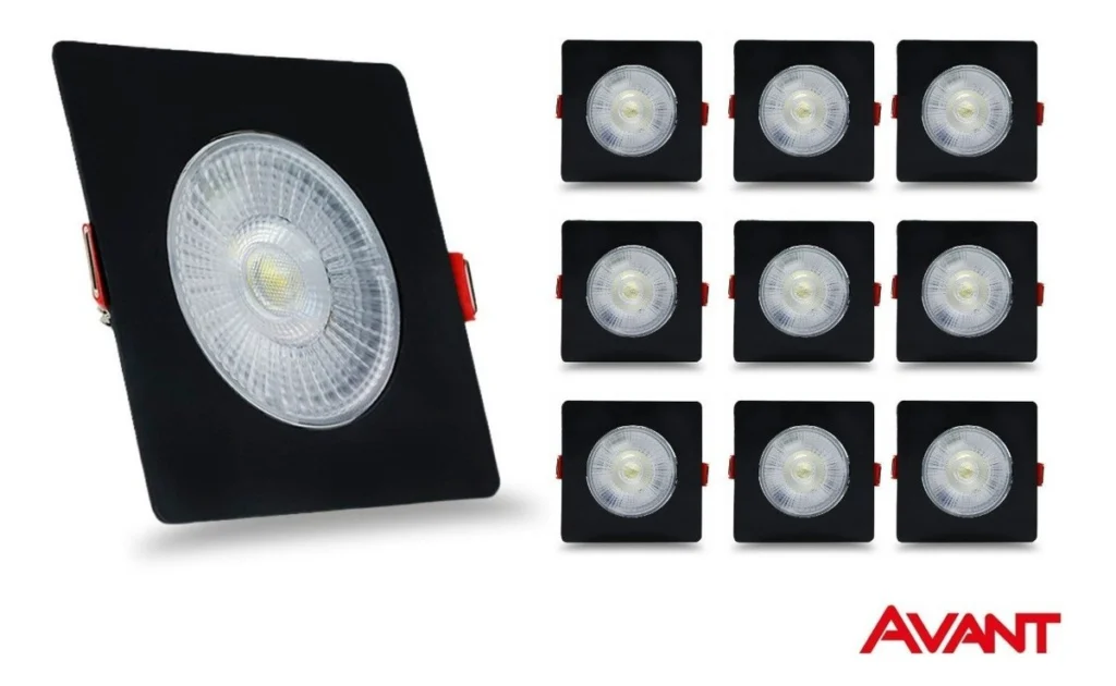 Spot LED de Embutir Direcionável Quadrado 5W Kit 10