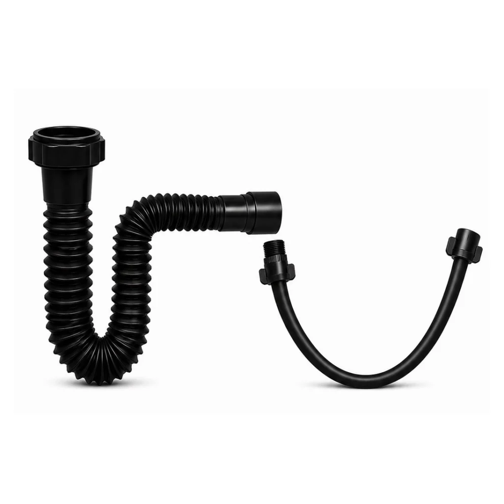 Kit Sifão Sanfonado e Engate Flexível 50cm Preto Astra