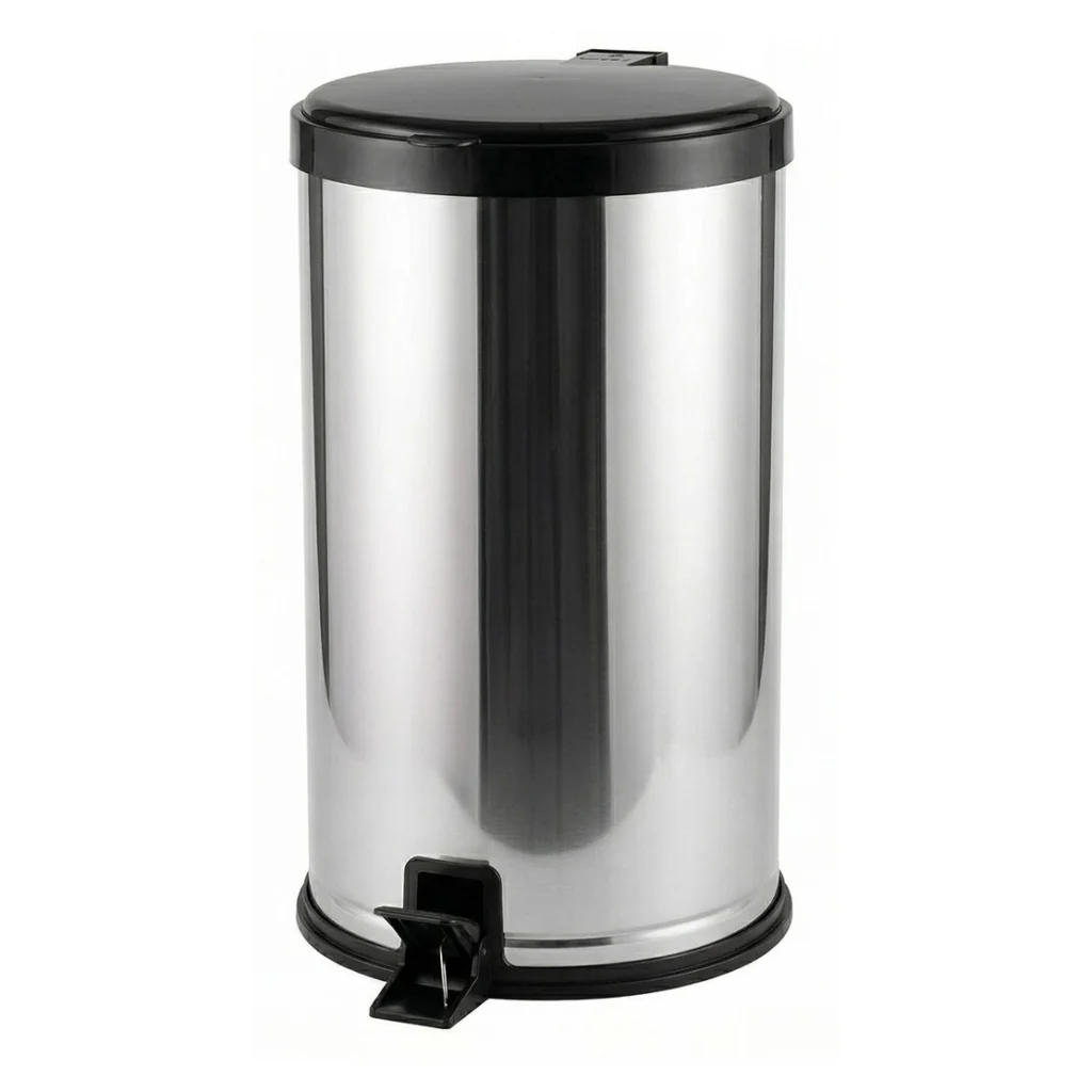Lixeira Inox com Pedal 20L e Tampa Preta Viel