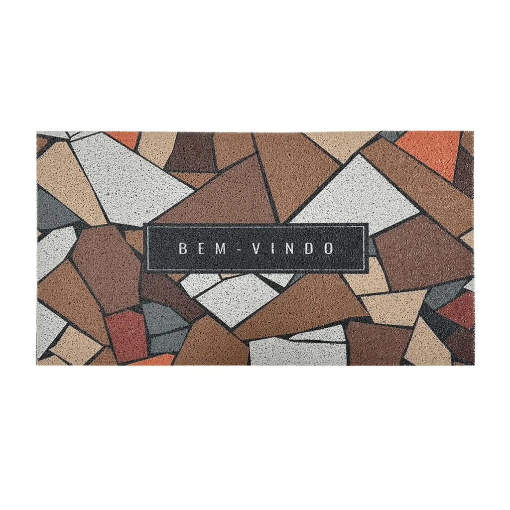 Tapete Capacho Welcome Geométrico em Vinil 75x40cm Kapazi