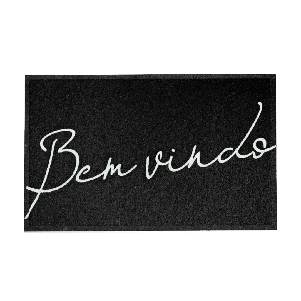 Tapete Capacho Bem-Vindo Light 2.0 Preto em Vinil 60x40cm